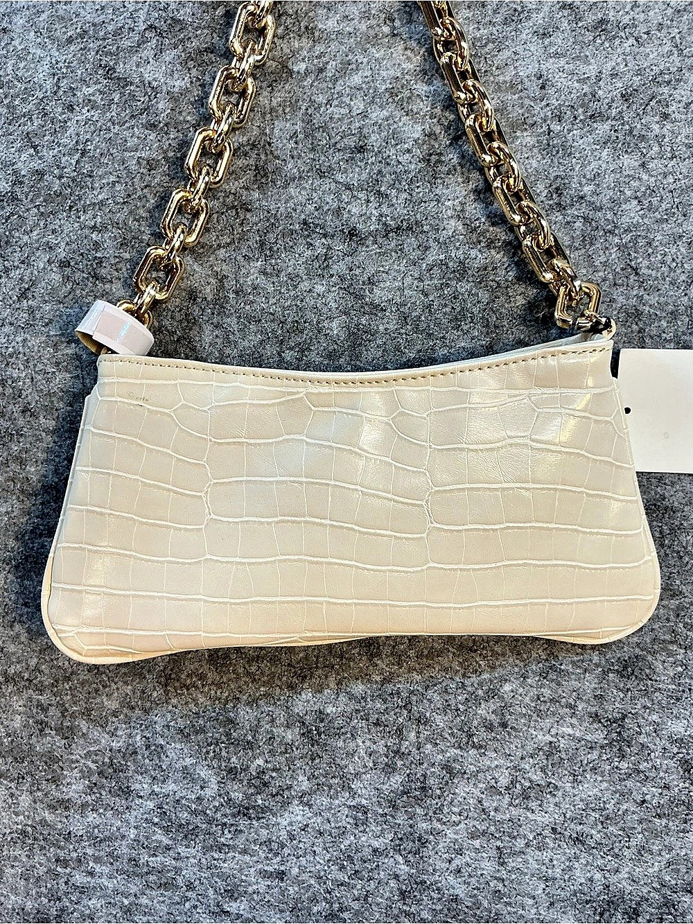 Zara Crocodile-Embossed Shoulder Bag in Cream NWT